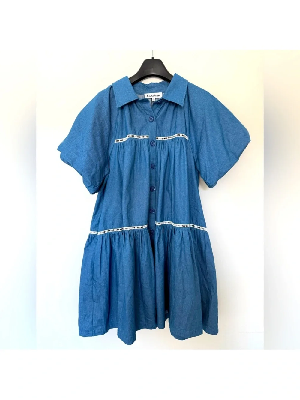 New EN SAISON NWOT Tiered Cotton Button- Down Dress - Picture 5 of 5